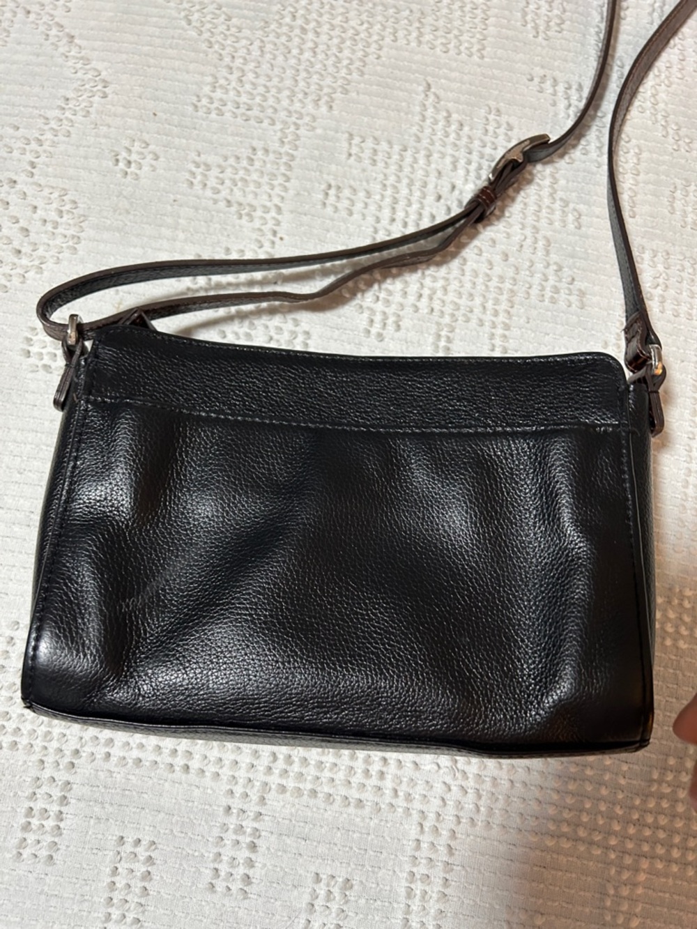 Brighton Black and Dark Brown Leather Crossbody Bag - Picture 7 of 9